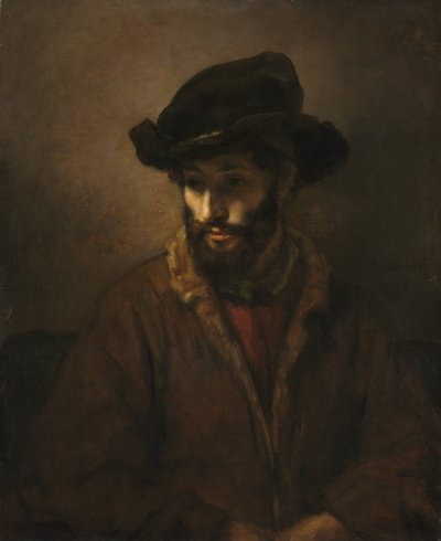 A Bearded Man Wearing a Hat by Workshop of Rembrandt